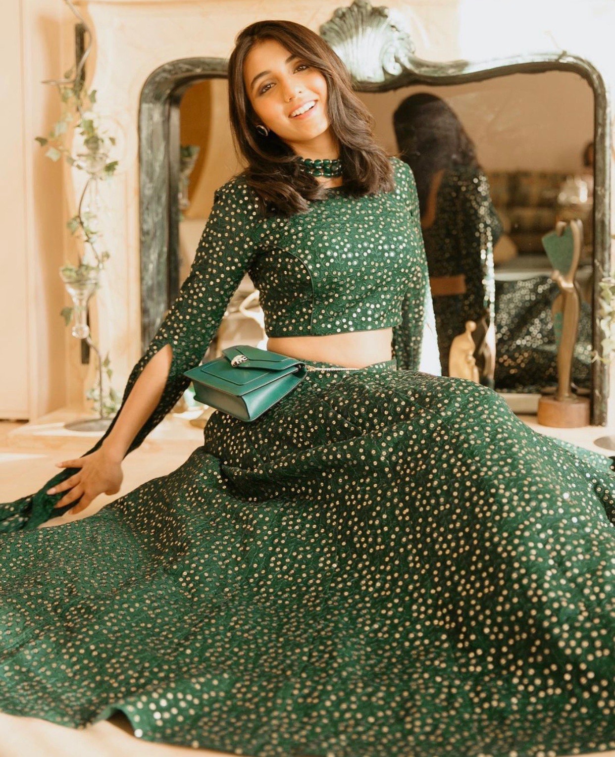 Green Net Zarkan Work Bridal Lehenga Choli – Boutique4India